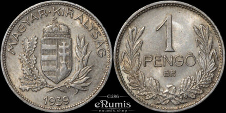 HUNGARY, 1 Pengo 1939, silver, UNC