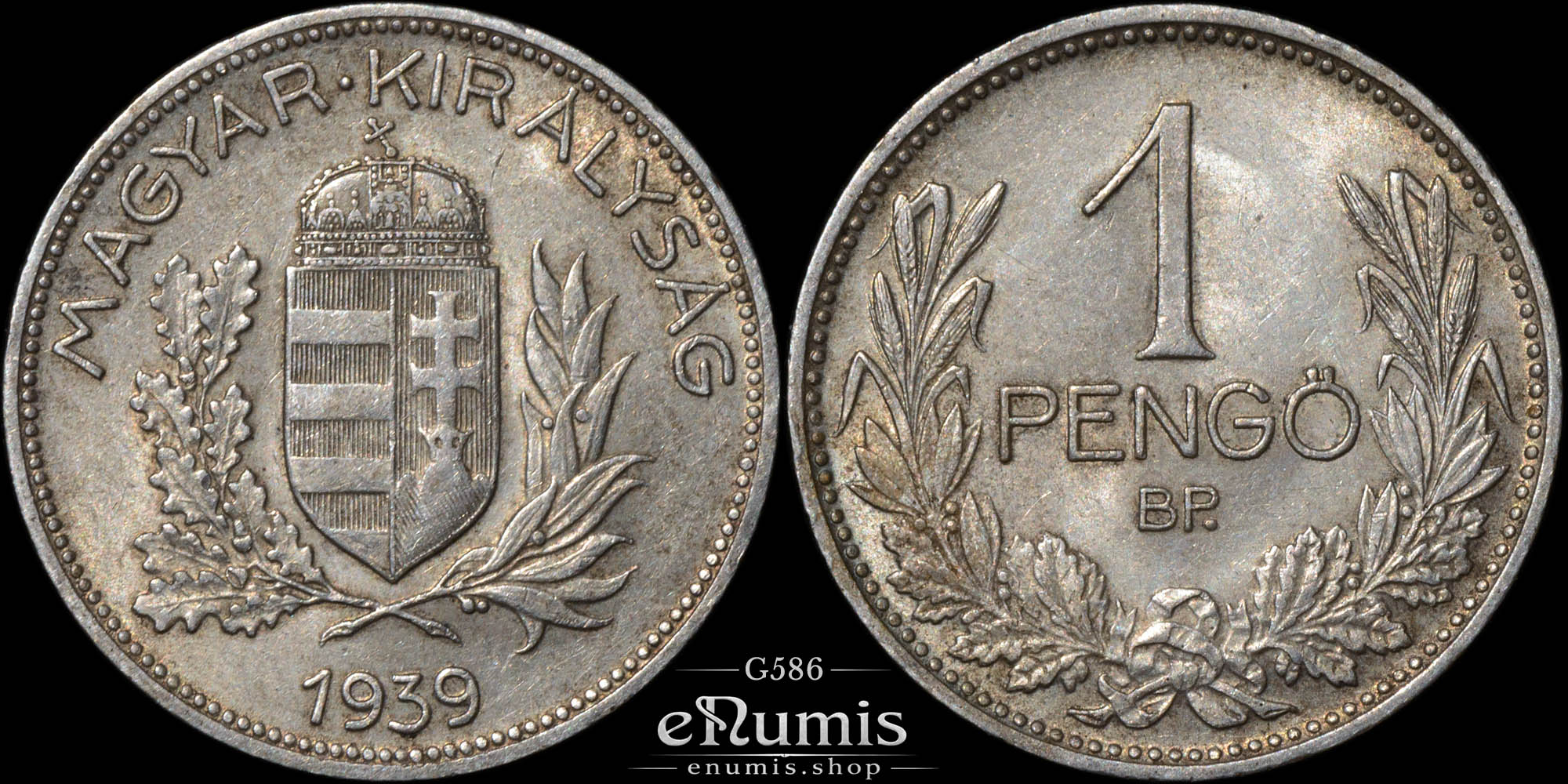 HUNGARY, 1 Pengo 1939, silver, UNC HUNGARY, 1 Pengo 1939, silver, UNC