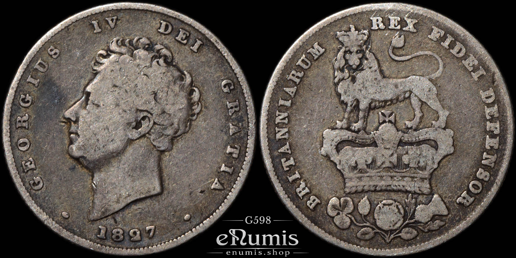 Great Britain, George IV, Shilling 1827, Scarce, F-VF