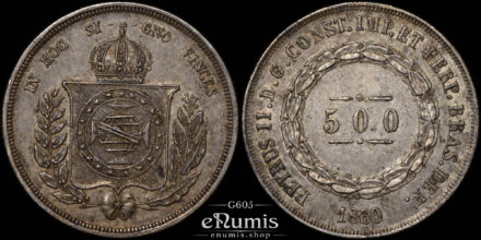 BRAZIL, Pedro II, 500 Reis 1860 /50, toned, XF-UNC