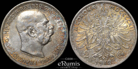 AUSTRIA, Franz Joseph I, 2 Corona 1912, XF-UNC