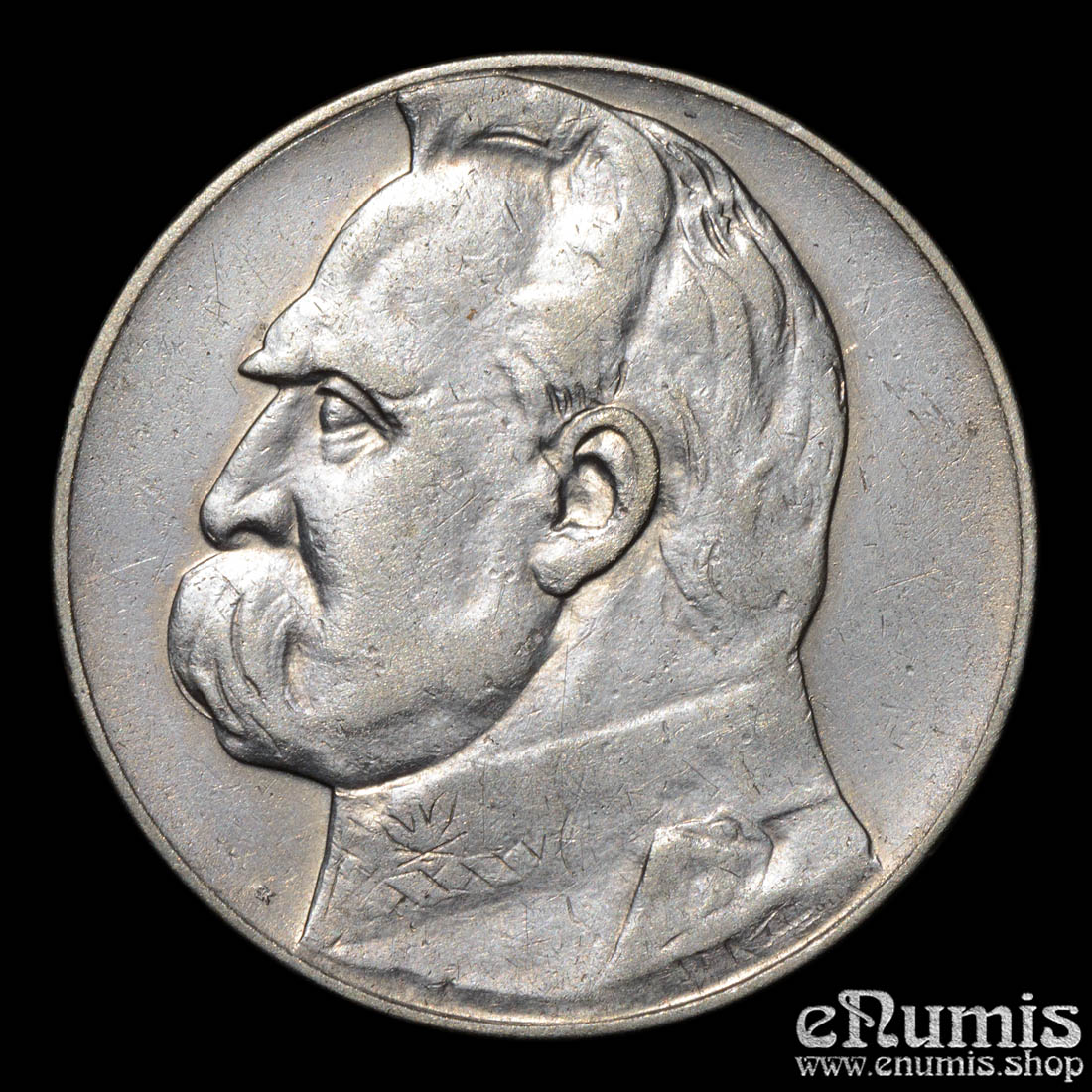 POLAND, 10 Zlotych 1935, Pilsudski, VF-XF