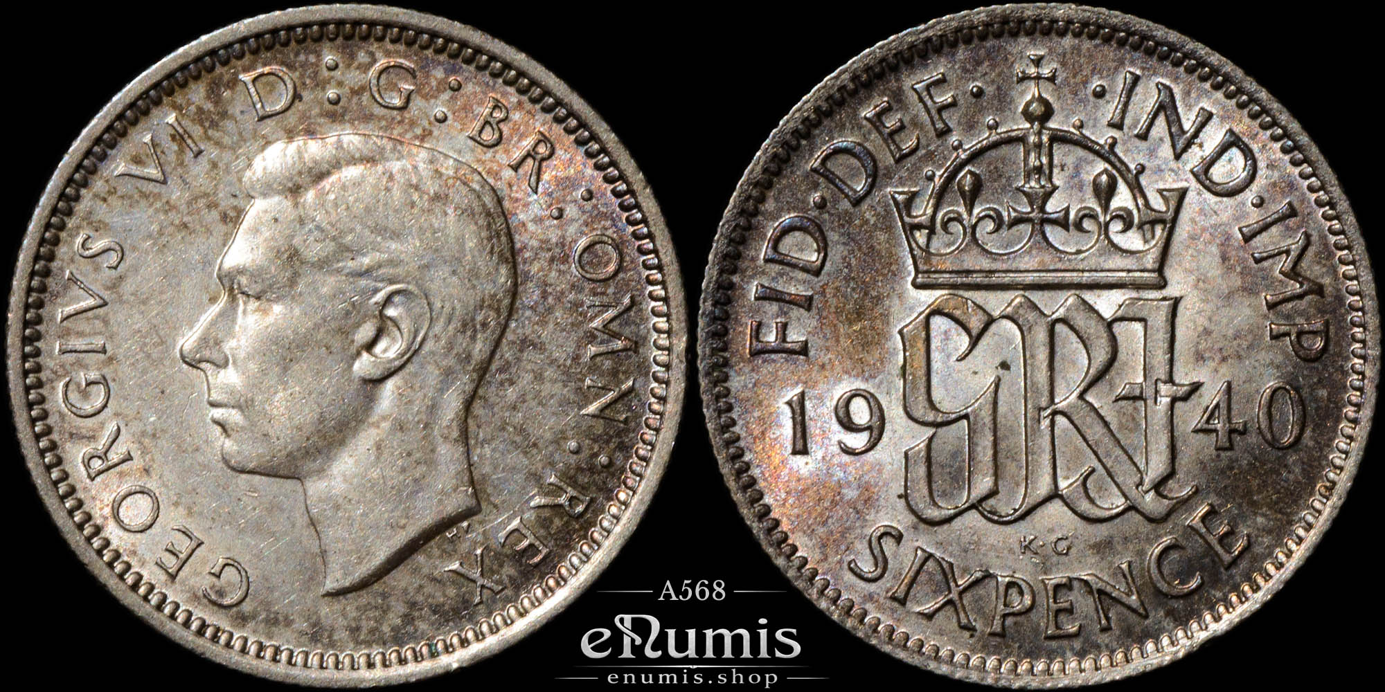 Great Britain, George VI, Sixpence 1940, silver, UNC