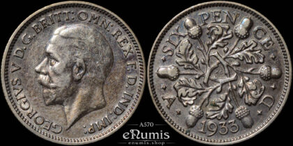 Great Britain, George V, Sixpence 1933, silver, aXF