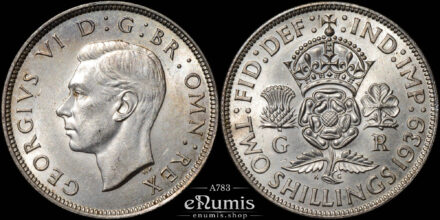 Great Britain, George VI, Florin 1939, silver, UNC