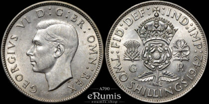 Great Britain, George VI, Florin 1942, silver, aUNC