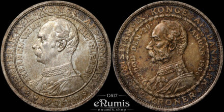 DENMARK, Frederick VIII, 2 Kroner 1906, Accession of the King, UNC