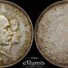 DENMARK, Christian IX, 2 Kroner 1892, Golden Wedding Anniversary, UNC