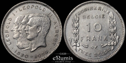 BELGIUM, Albert I, 10 Francs 1930, Dutch legend, XF+