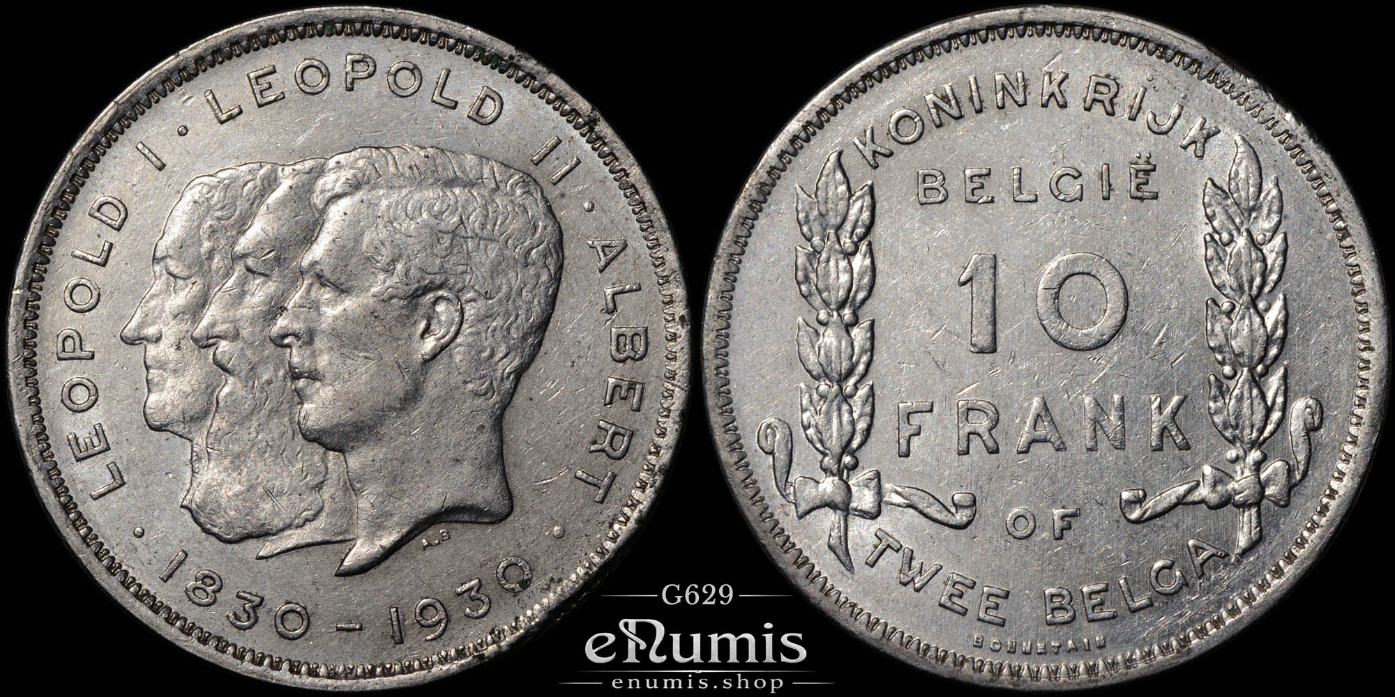 BELGIUM, Albert I, 10 Francs 1930, Dutch legend, XF+ • • 👍
