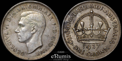 AUSTRALIA, George VI, Crown 1937, silver, VF-XF