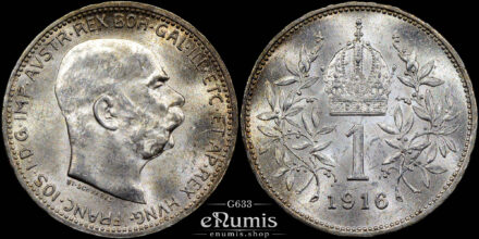 AUSTRIA, Franz Joseph I, 1 Corona 1916, UNC