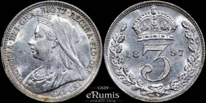 Great Britain, Victoria, 3 Pence 1897, UNC