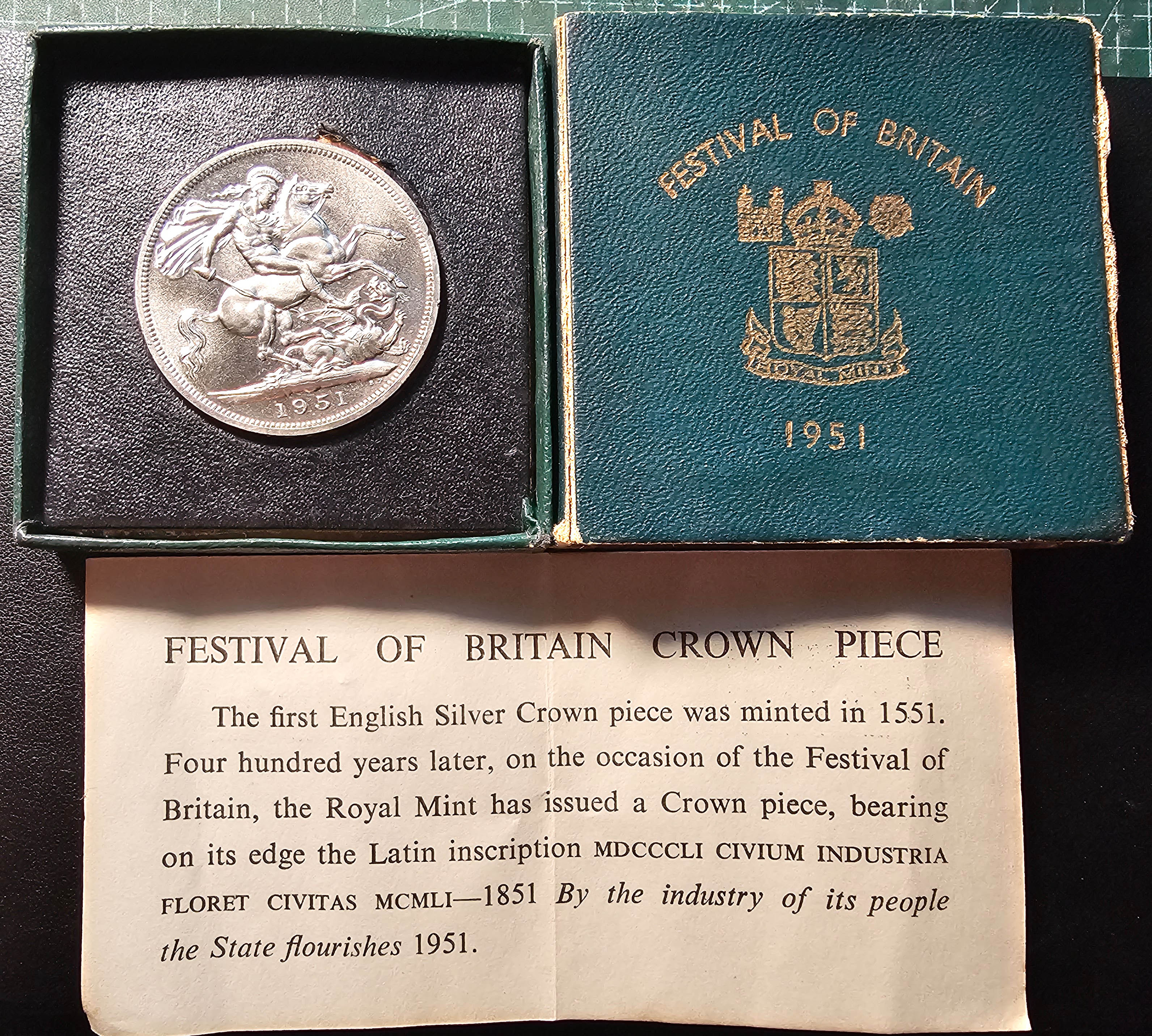 Great Britain, George VI, Crown 1951, prooflike, box+COA, UNC Great Britain, George VI, Crown 1951, prooflike, box+COA, UNC