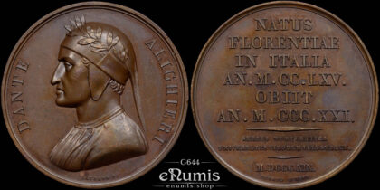 ITALY, Dante Alighieri Medal 1819, by Gayrard, UNC