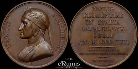 ITALY, Dante Alighieri Medal 1819, by Gayrard, UNC