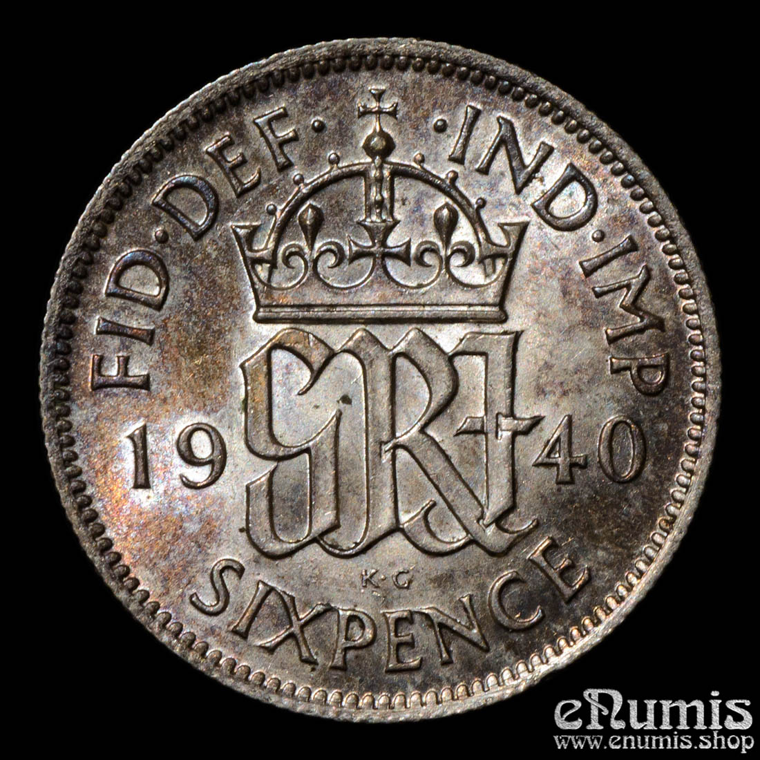 Great Britain, George VI, Sixpence 1940, silver, UNC
