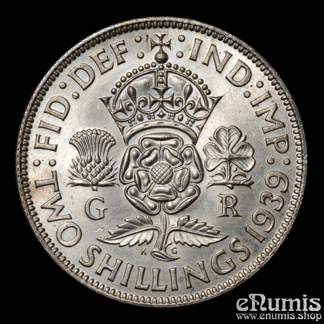 Great Britain, George VI, Florin 1939, silver, UNC