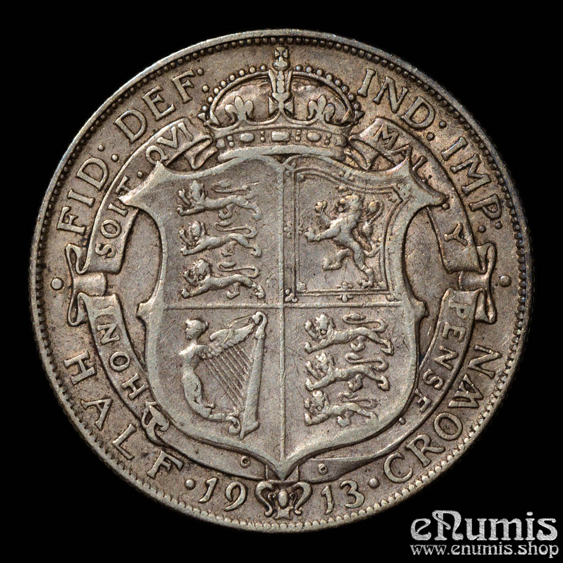 Great Britain, George V, Halfcrown 1913, better date, VF+