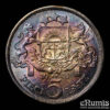 LATVIA, 5 Lati 1931, silver, toned, aUNC