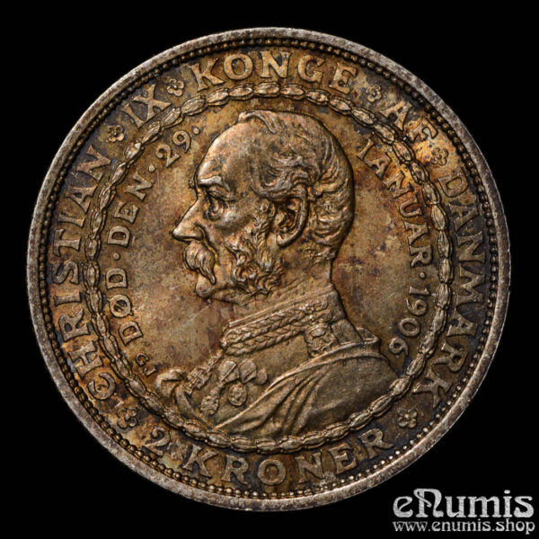 DENMARK, Frederick VIII, 2 Kroner 1906, Accession, UNC