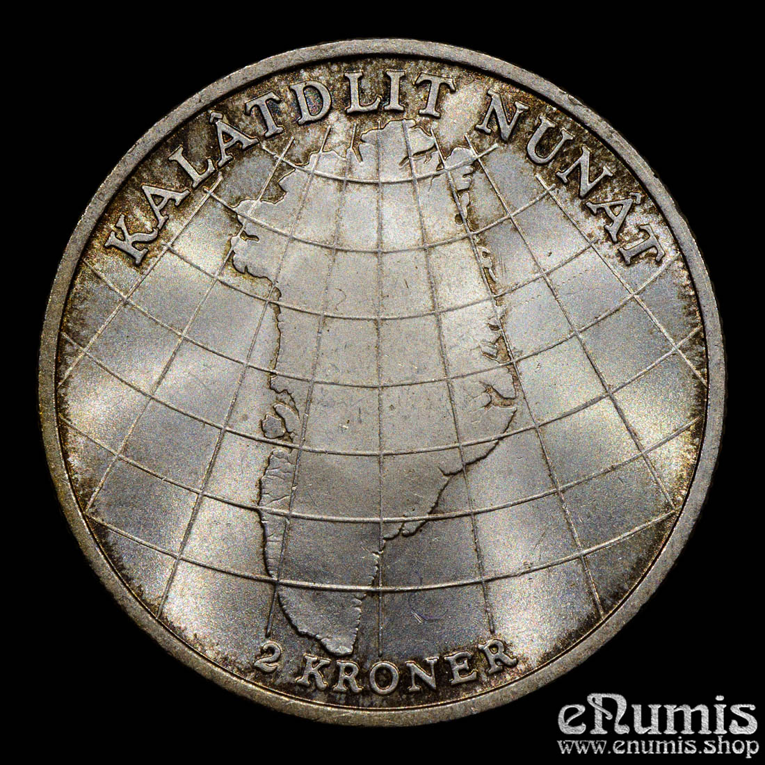 DENMARK, Frederick IX, 2 Kroner 1953, Greenland, silver, UNC