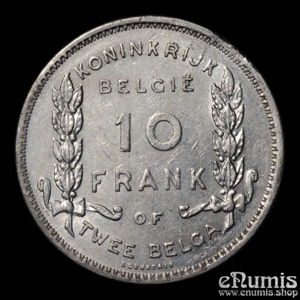 BELGIUM, Albert I, 10 Francs 1930, Dutch legend, XF+ • • 👍