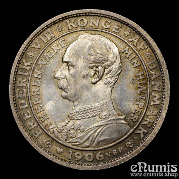 DENMARK, Frederick VIII, 2 Kroner 1906, Accession, UNC