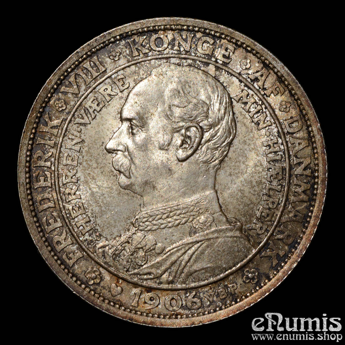 DENMARK, Frederick VIII, 2 Kroner 1906, Accession of the King, UNC