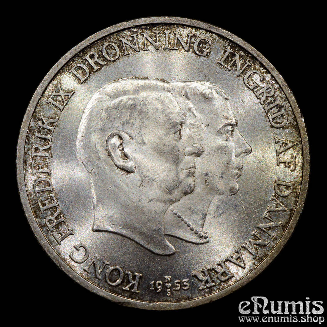 DENMARK, Frederick IX, 2 Kroner 1953, Greenland, silver, UNC