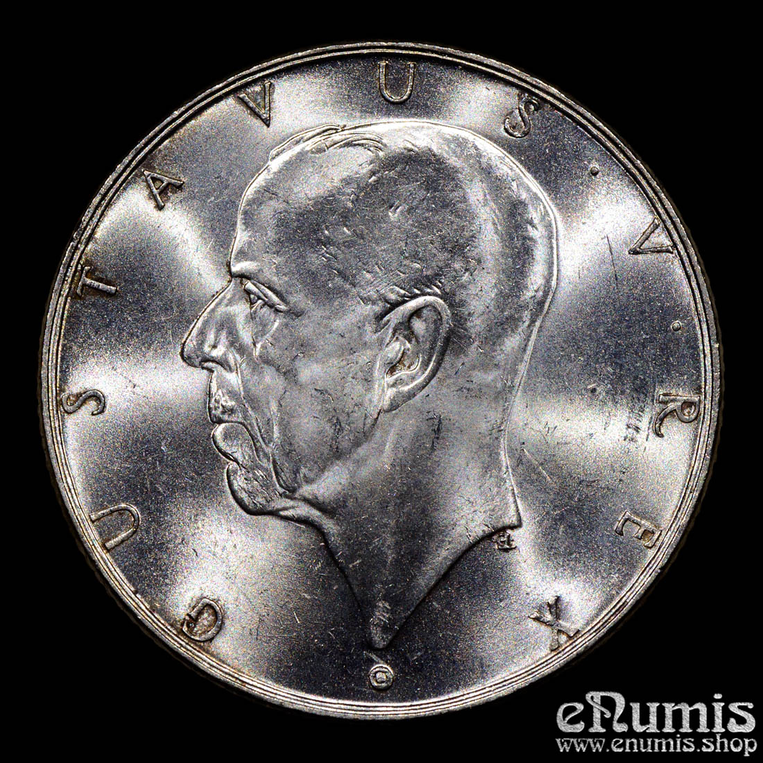 SWEDEN, Gustaf V, 2 Kronor 1938, 300th Anniversary - Settlement of Delaware, UNC