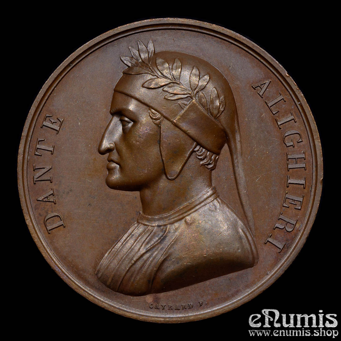 ITALY, Dante Alighieri Medal 1819, by Gayrard, UNC