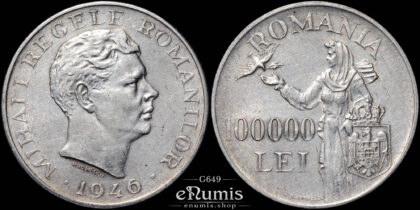 ROMANIA, Mihai I, 100000 Lei 1946, silver, XF+