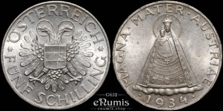 AUSTRIA, 5 Schilling 1934, silver, UNC