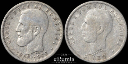ROMANIA, Carol I, 1 Leu 1906, 40th Anniversary of Reign, Fine