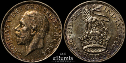 Great Britain, George V, Shilling 1934, toned, better date, aUNC/UNC