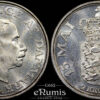 DENMARK, Christian X, 2 Kroner 1937, 25th Anniversary of Reign, UNC