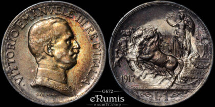 ITALY, Vittorio Emanuele III, 1 Lira 1917, toned, UNC