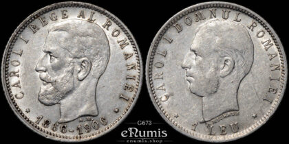 ROMANIA, Carol I, 1 Leu 1906, 40th Anniversary of Reign, VF-XF