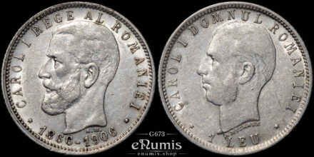 ROMANIA, Carol I, 1 Leu 1906, 40th Anniversary of Reign, VF-XF