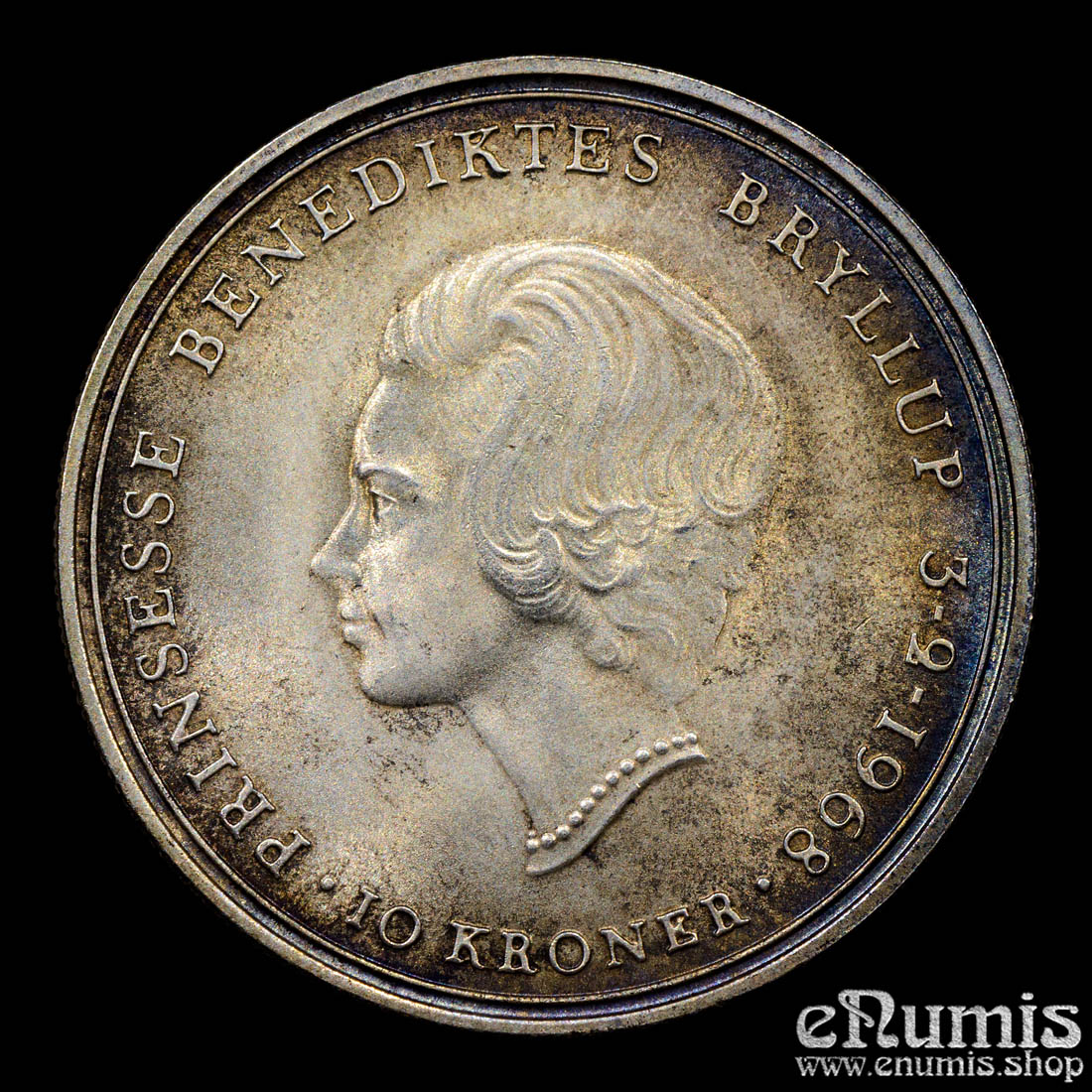 DENMARK, Frederick IX, 10 Kroner 1968, Wedding of Princess Benedikte, UNC