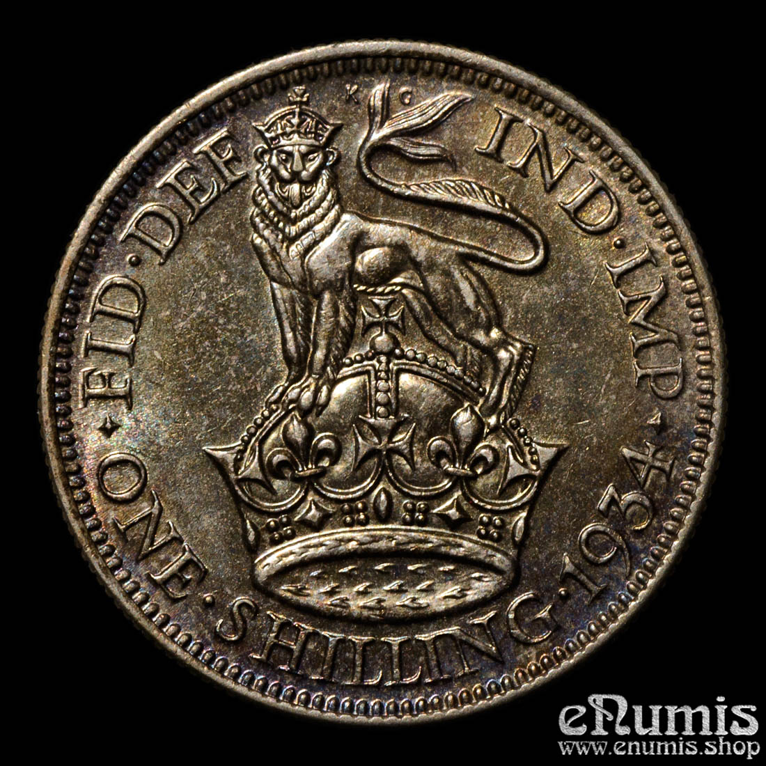 Great Britain, George V, Shilling 1934, toned, better date, aUNC/UNC Great Britain, George V, Shilling 1934, toned, better date, aUNC/UNC