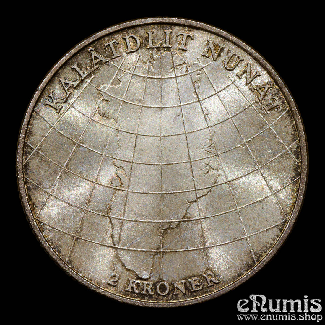 DENMARK, Frederick IX, 2 Kroner 1953, Greenland, silver, UNC