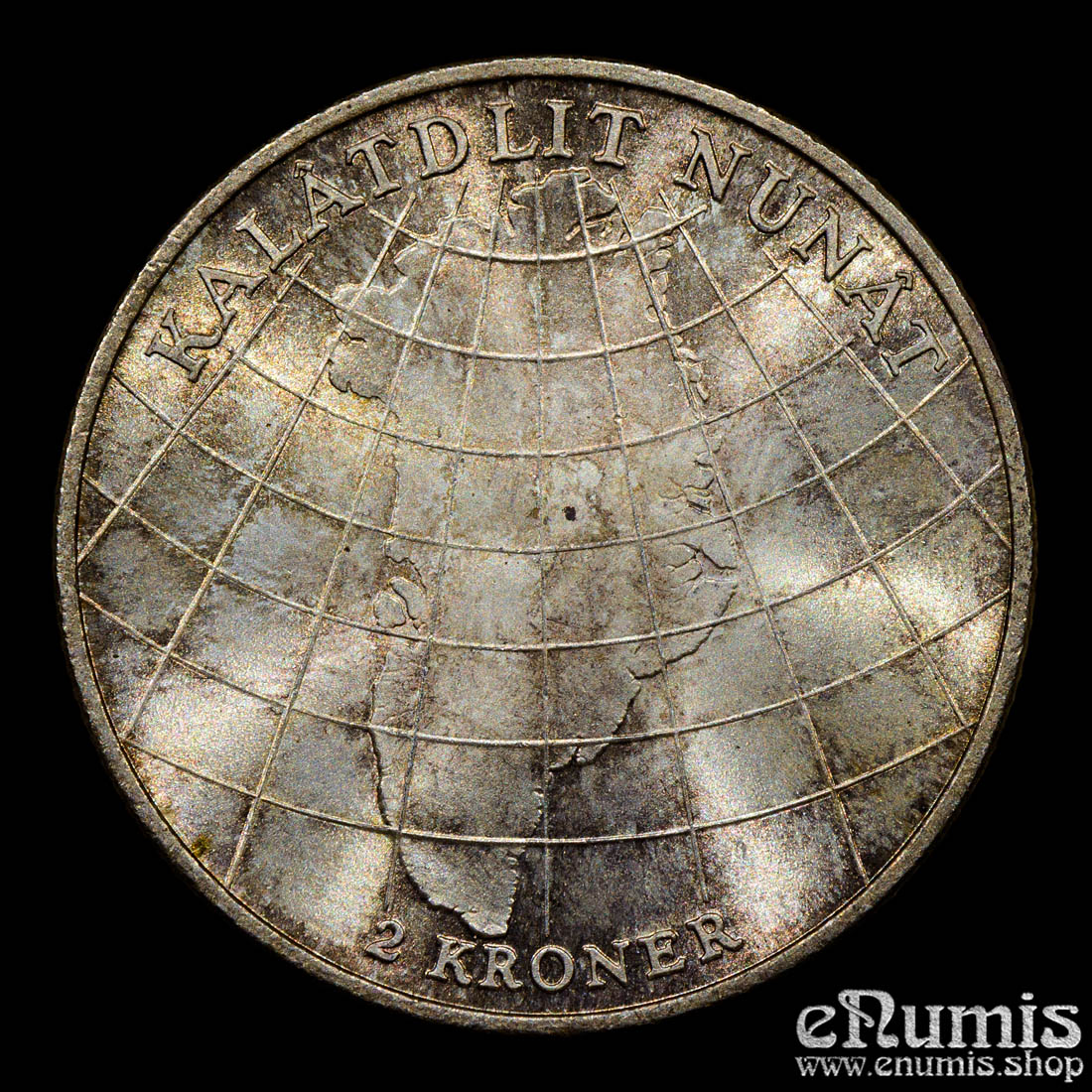 DENMARK, Frederick IX, 2 Kroner 1953, Greenland, silver, UNC DENMARK, Frederick IX, 2 Kroner 1953, Greenland, silver, UNC
