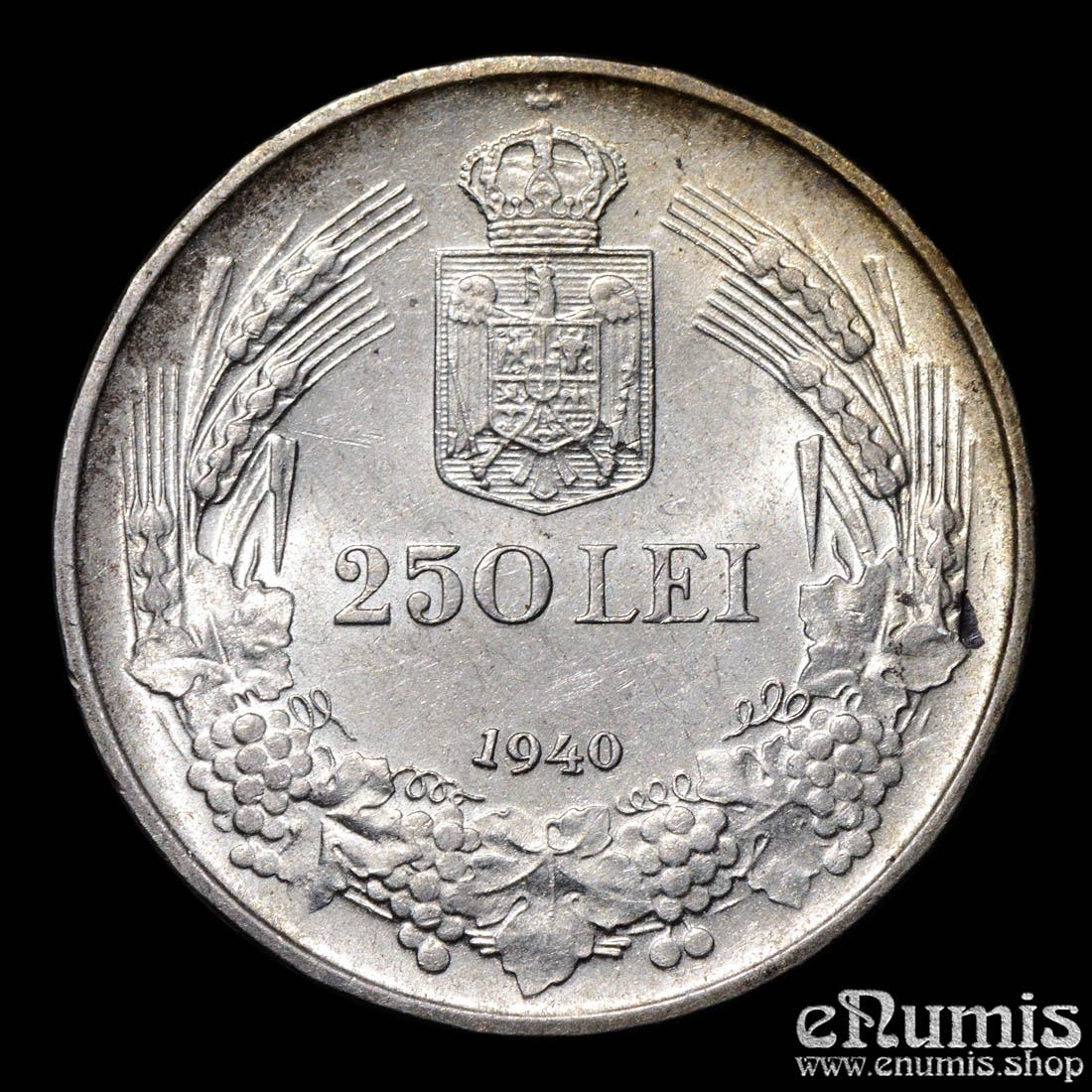 ROMANIA, Carol II, 250 Lei 1940, Silver, XF-UNC/aUNC ROMANIA, Carol II, 250 Lei 1940, Silver, XF-UNC/aUNC