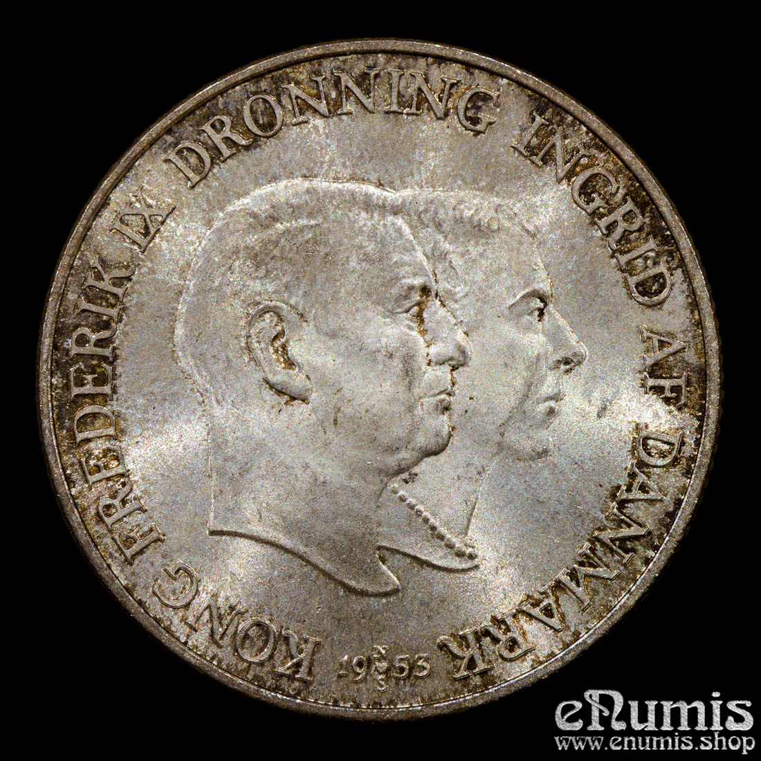DENMARK, Frederick IX, 2 Kroner 1953, Greenland, silver, UNC
