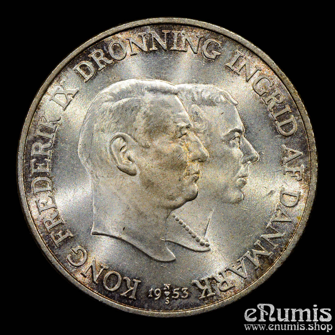 DENMARK, Frederick IX, 2 Kroner 1953, Greenland, silver, UNC DENMARK, Frederick IX, 2 Kroner 1953, Greenland, silver, UNC