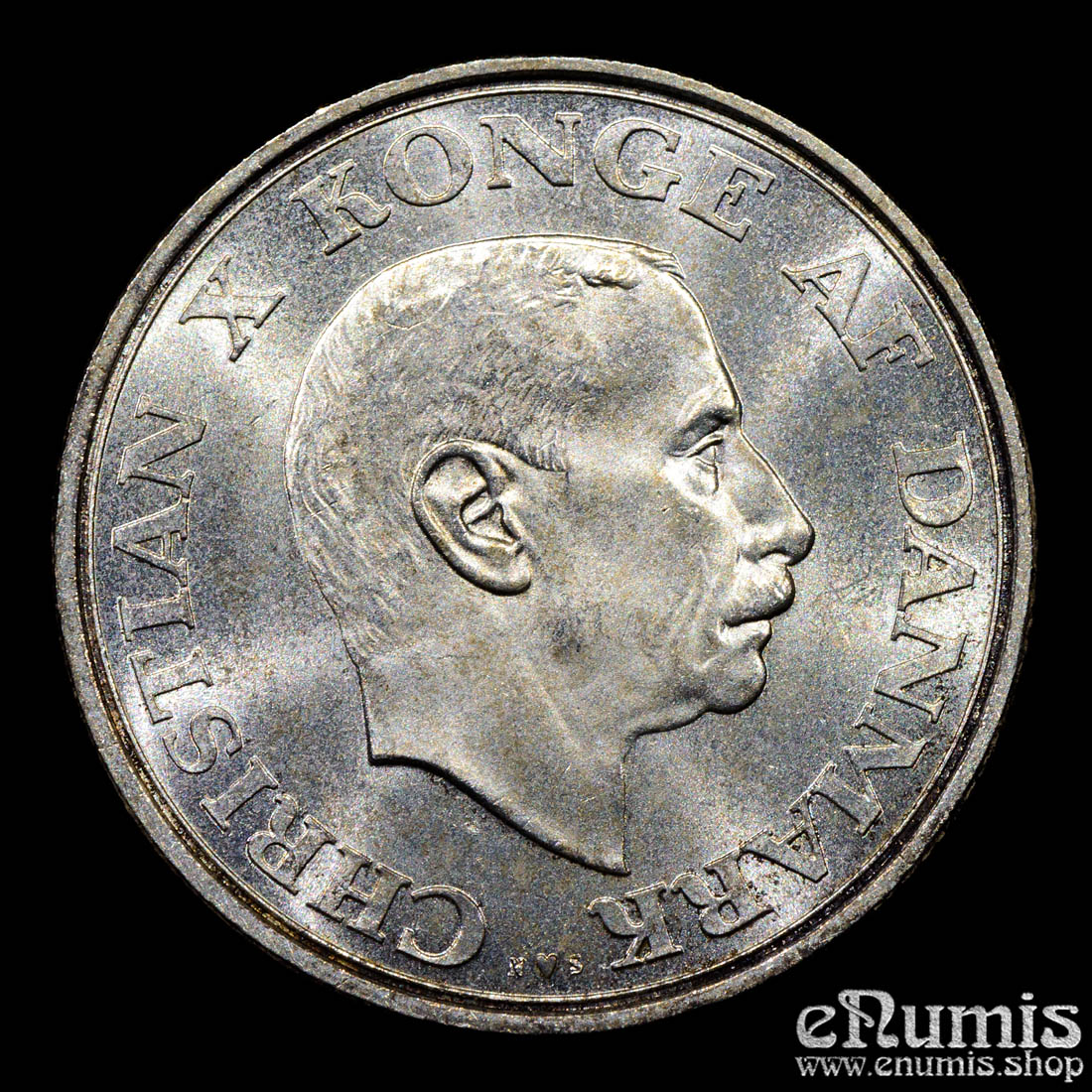DENMARK, Christian X, 2 Kroner 1937, 25th Anniversary of Reign, UNC