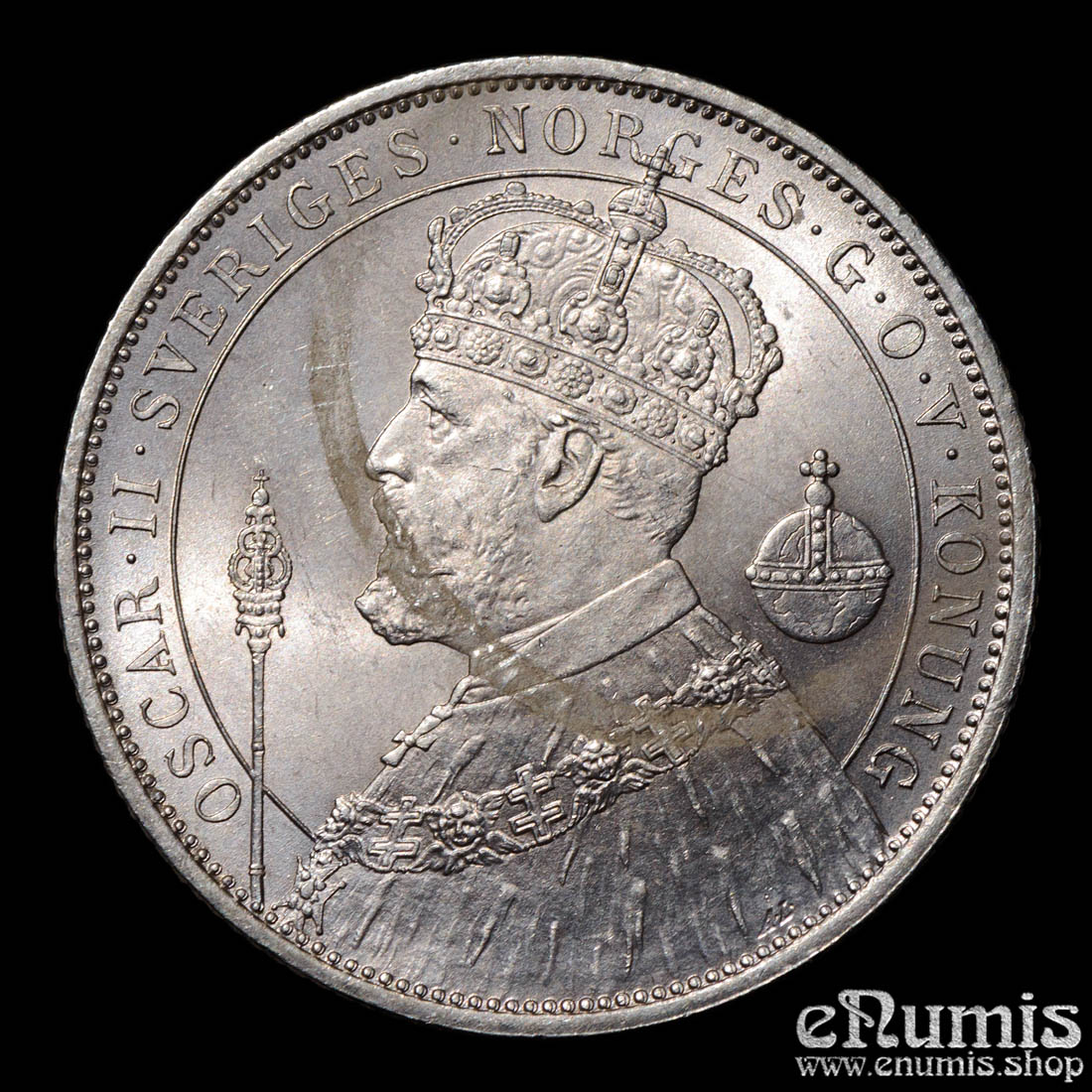 SWEDEN, Oscar II, 2 Kronor 1897, Silver Jubilee, UNC