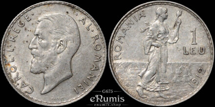 ROMANIA, Carol I, 1 Leu 1912, Brussels, XF